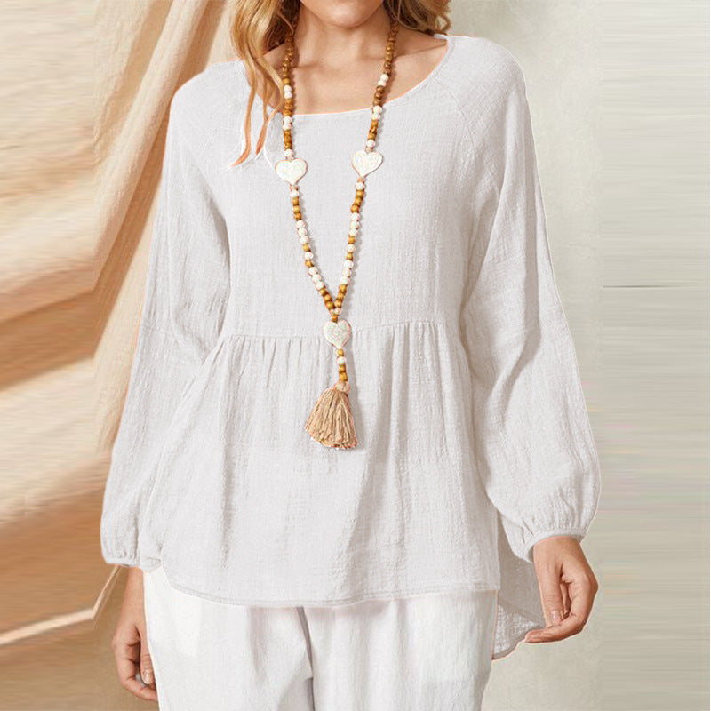 Giselle - Blusa boho de algodón suave con manga larga