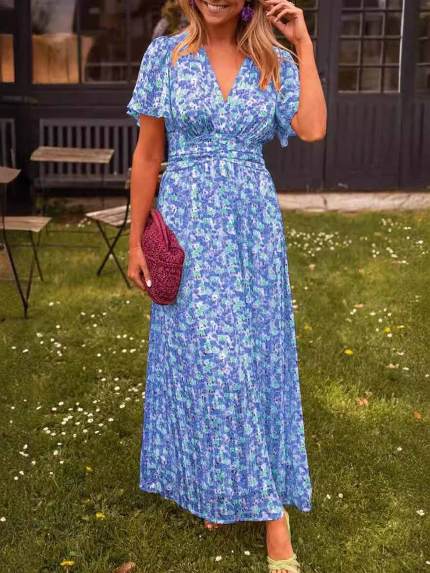 Elina – Vestido largo fluido con estampado floral