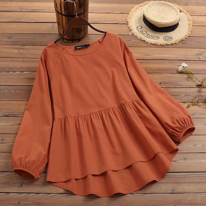 Giselle - Blusa boho de algodón suave con manga larga
