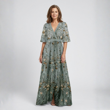 Elodie – Vestido largo floral con escote en V