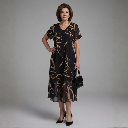 Adele – Vestido midi fluido con estampado abstracto