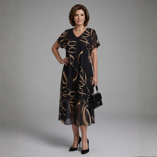 Adele – Vestido midi fluido con estampado abstracto