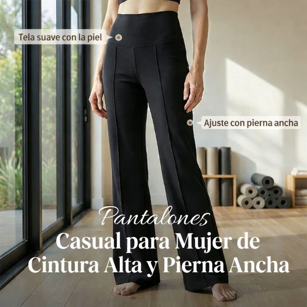 Pantalones casuales de mujer de cintura alta y pierna ancha
