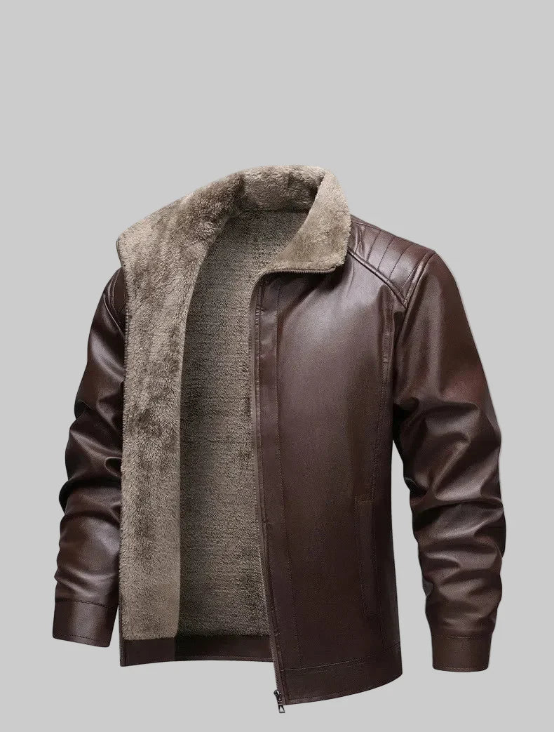 Juan - Chaqueta de cuero - Estilo moderno con interior afelpado