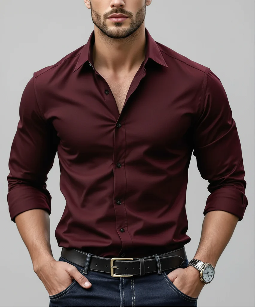 Marco – Camisa elástica de hombre de manga larga