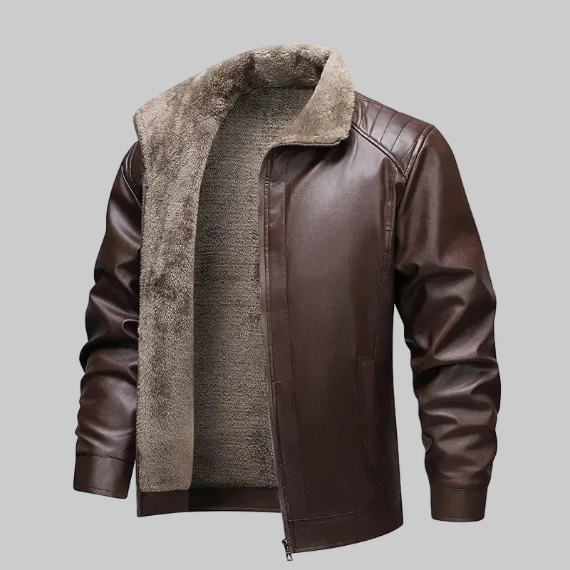 Juan - Chaqueta de cuero - Estilo moderno con interior afelpado