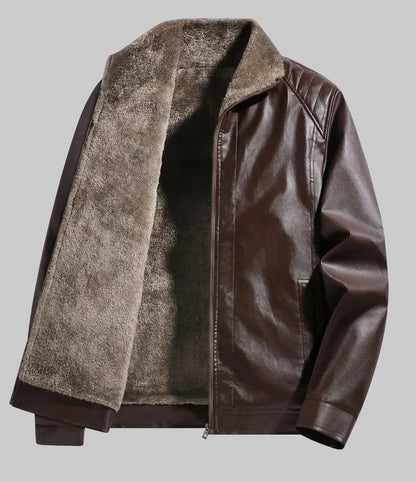 Juan - Chaqueta de cuero - Estilo moderno con interior afelpado