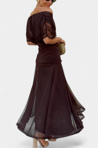 Camille – Vestido midi drapeado cruzado