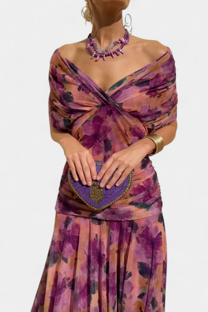 Camille – Vestido midi drapeado cruzado