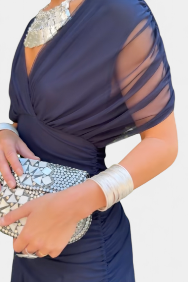 Camille – Vestido midi drapeado cruzado