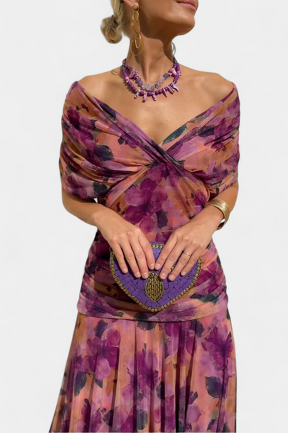 Camille – Vestido midi drapeado cruzado