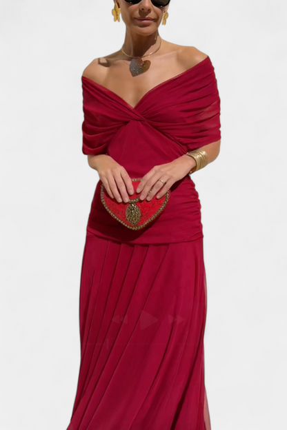 Camille – Vestido midi drapeado cruzado
