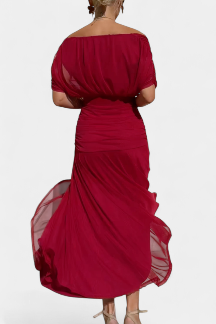 Camille – Vestido midi drapeado cruzado