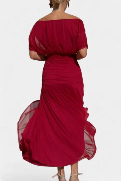 Camille – Vestido midi drapeado cruzado