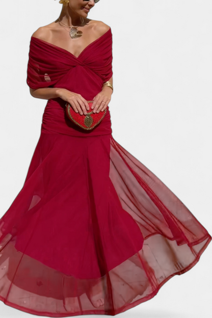 Camille – Vestido midi drapeado cruzado