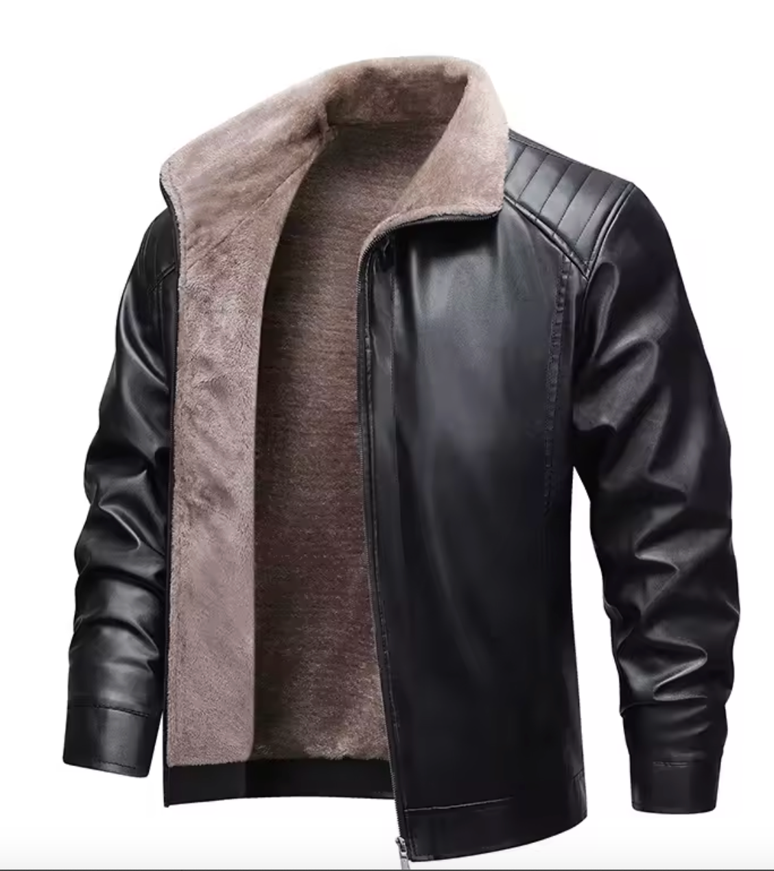 Juan - Chaqueta de cuero - Estilo moderno con interior afelpado