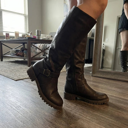 Elena - Botas elegantes de tacón bajo con cremallera lateral
