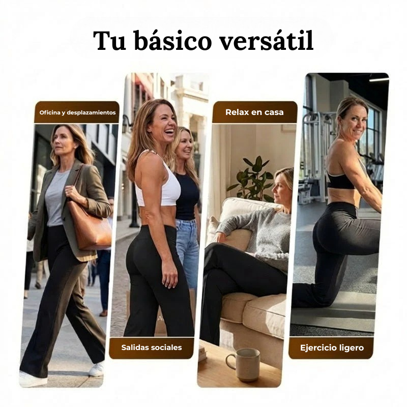 Pantalones casuales de mujer de cintura alta y pierna ancha