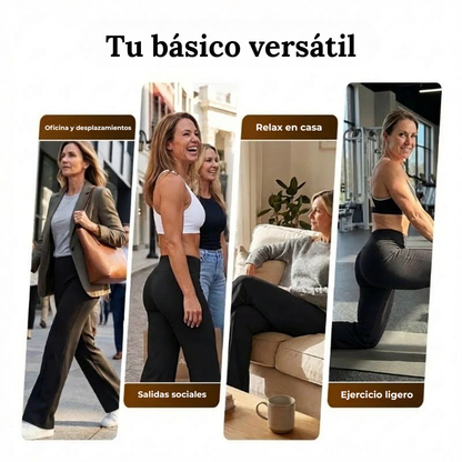 Pantalones casuales de mujer de cintura alta y pierna ancha