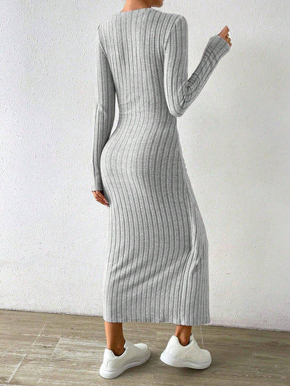Elisa - Vestido largo de punto acanalado con nudo lateral