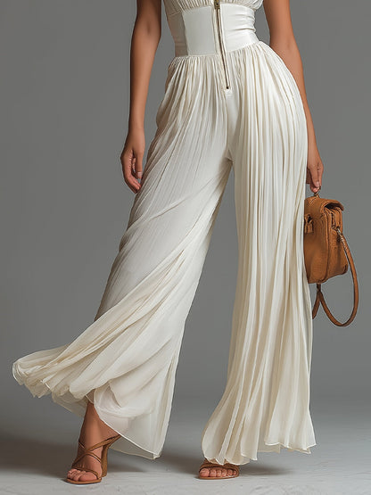 Zsófia - Mono blanco plisado de estilo elegante