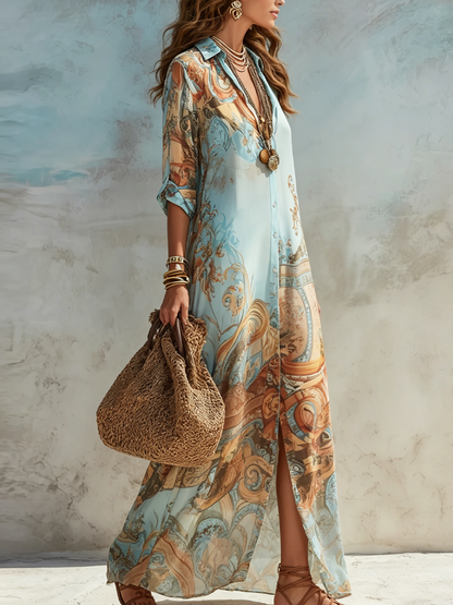 Cleo | Vestido camisero mediterráneo