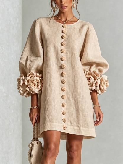 Vestido Elena - midi con botones y puños florales