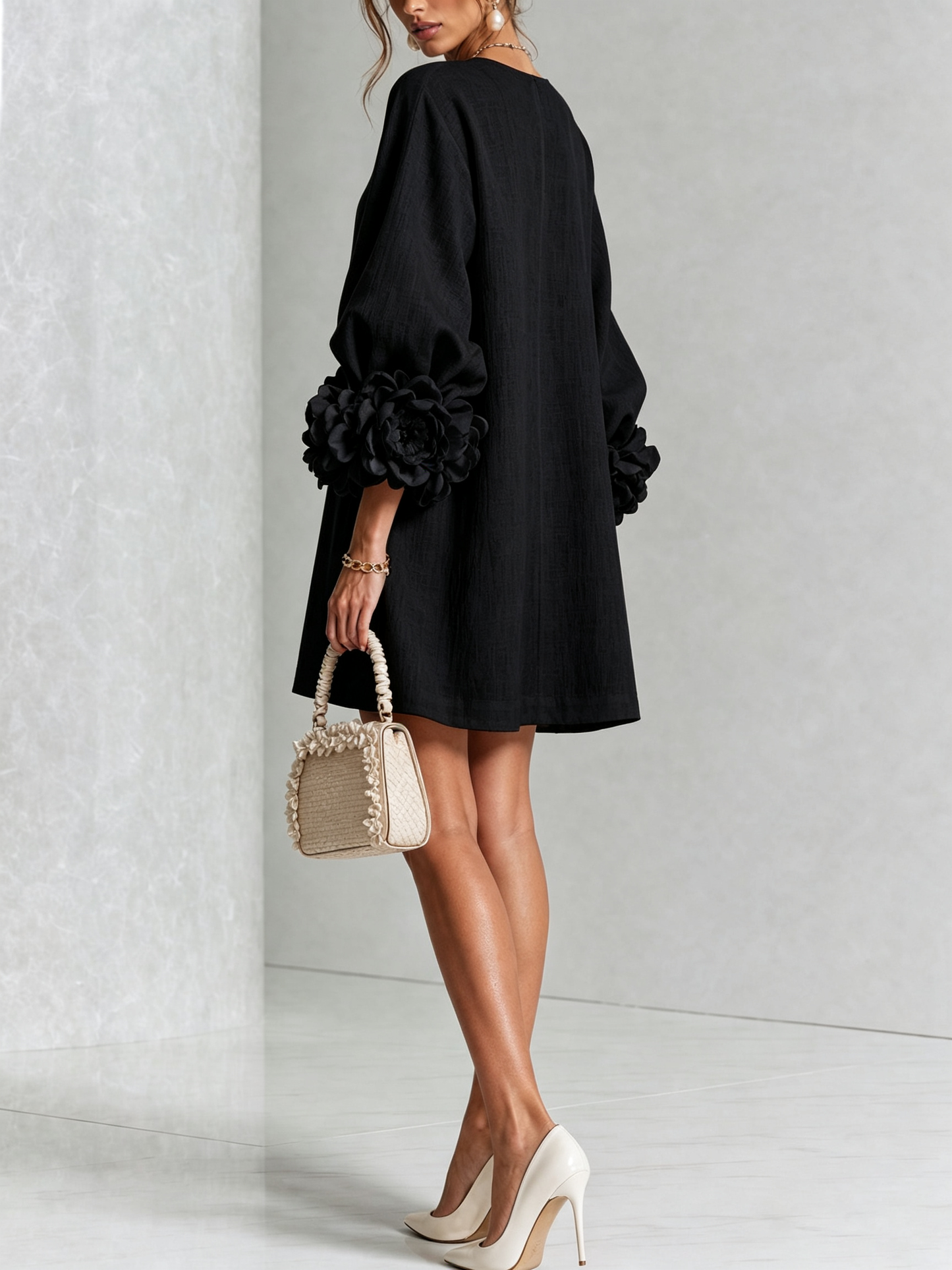 Vestido Elena - midi con botones y puños florales