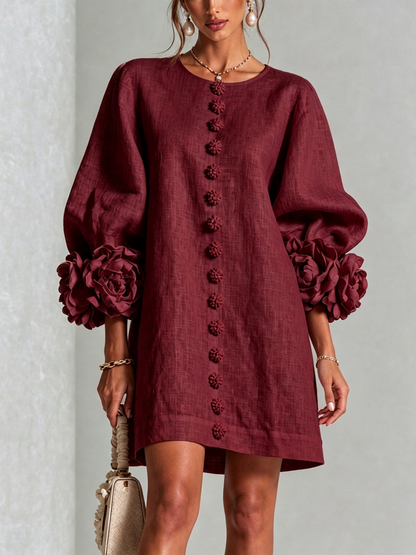 Vestido Elena - midi con botones y puños florales