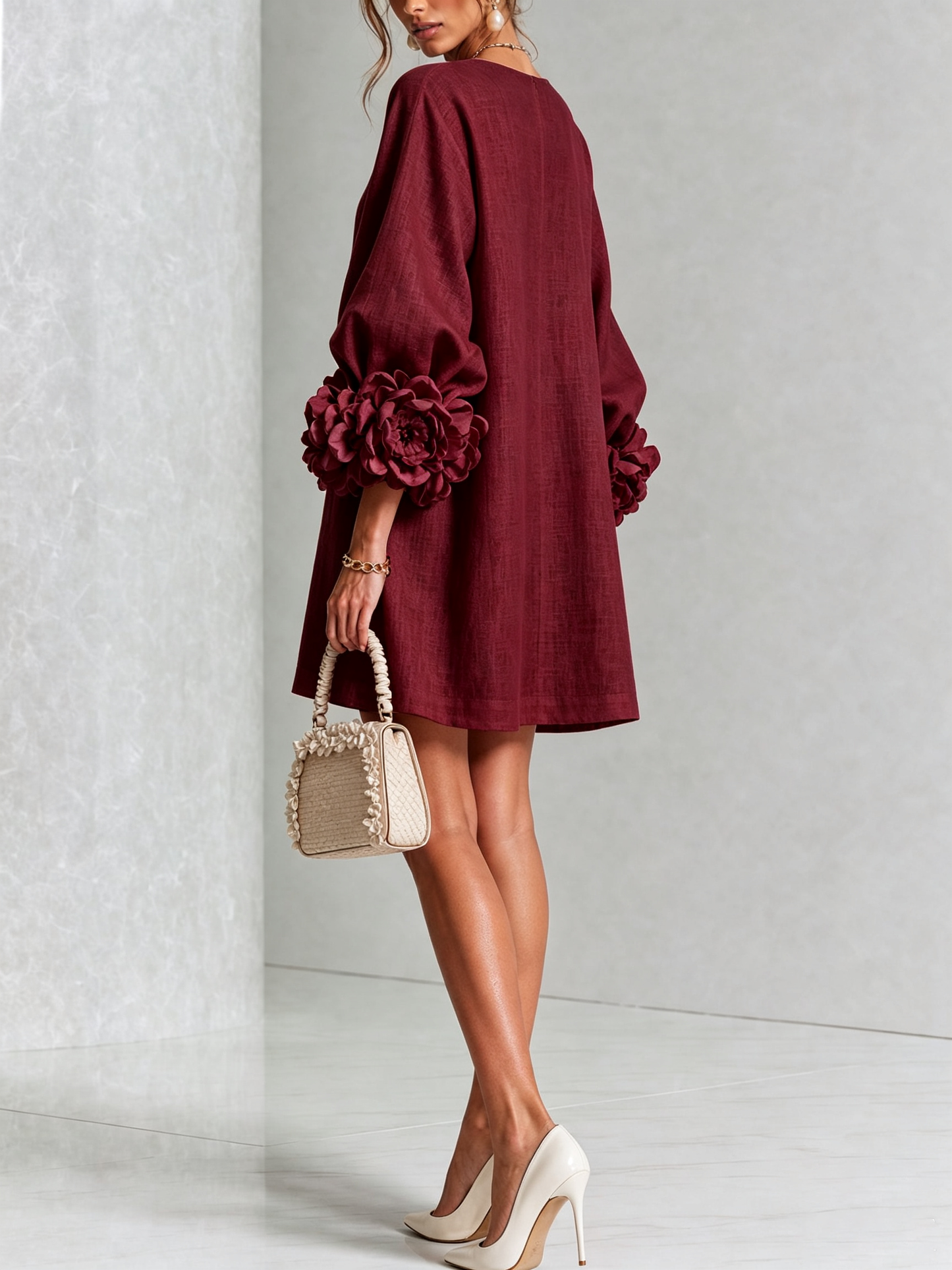 Vestido Elena - midi con botones y puños florales