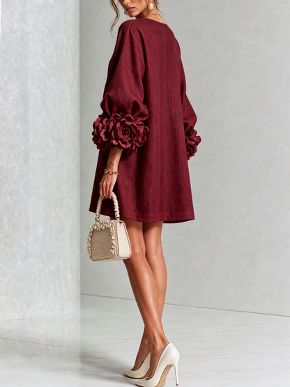 Vestido Elena - midi con botones y puños florales