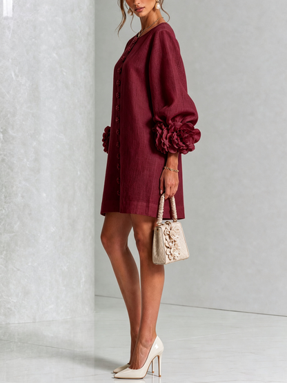 Vestido Elena - midi con botones y puños florales