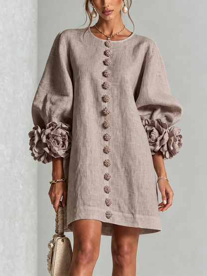 Vestido Elena - midi con botones y puños florales