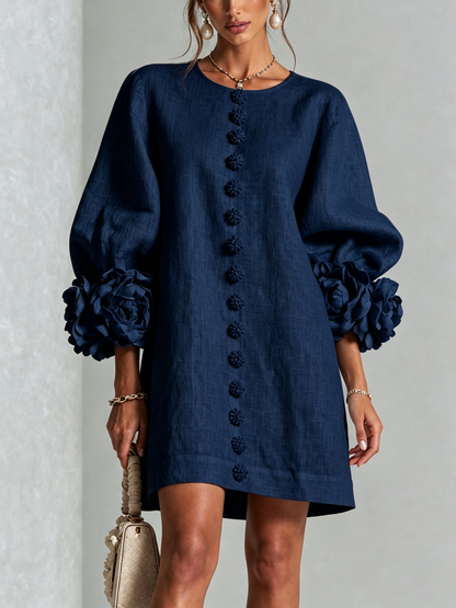 Vestido Elena - midi con botones y puños florales