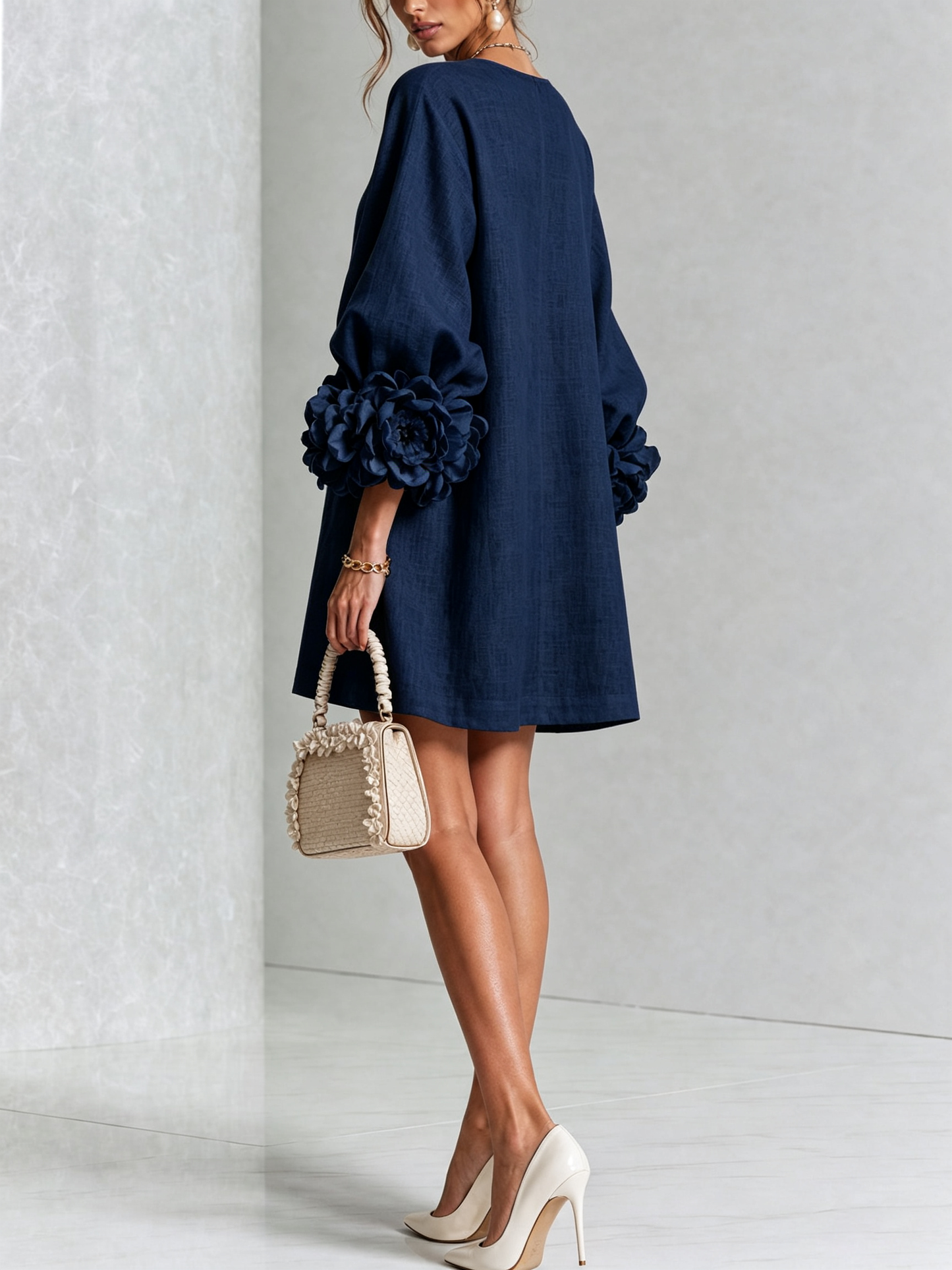 Vestido Elena - midi con botones y puños florales