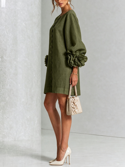 Vestido Elena - midi con botones y puños florales