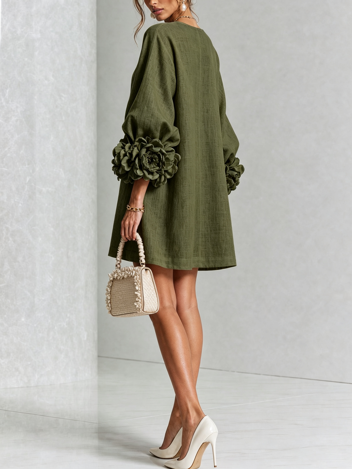 Vestido Elena - midi con botones y puños florales
