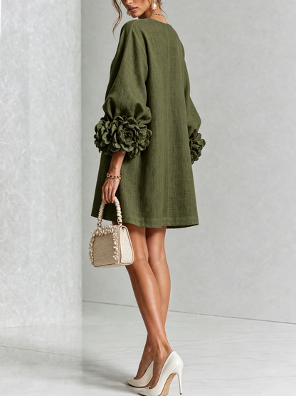 Vestido Elena - midi con botones y puños florales