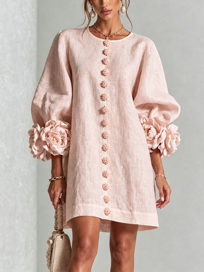 Vestido Elena - midi con botones y puños florales