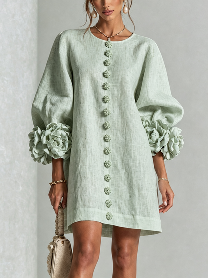 Vestido Elena - midi con botones y puños florales