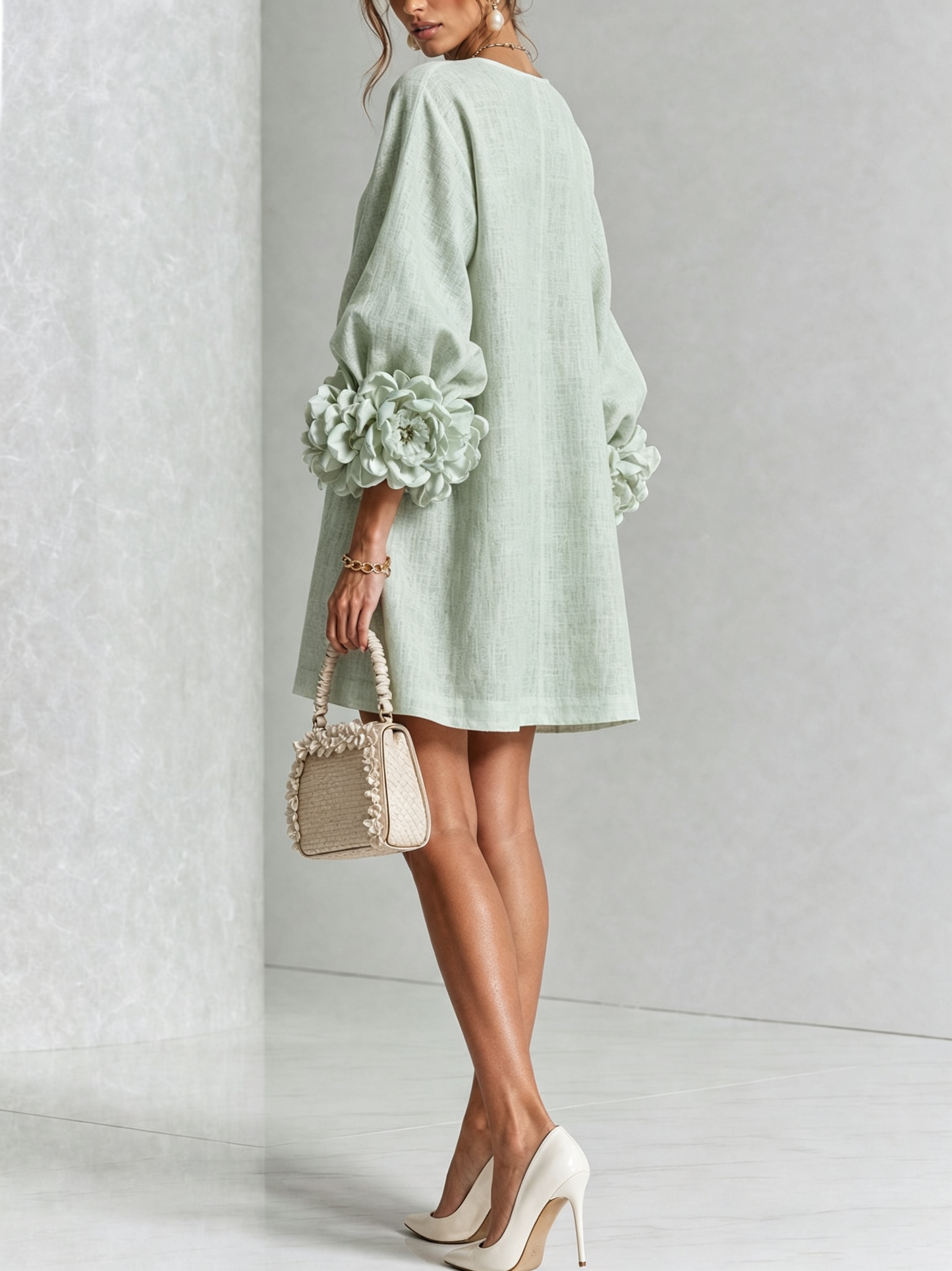 Vestido Elena - midi con botones y puños florales