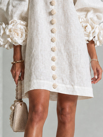 Vestido Elena - midi con botones y puños florales