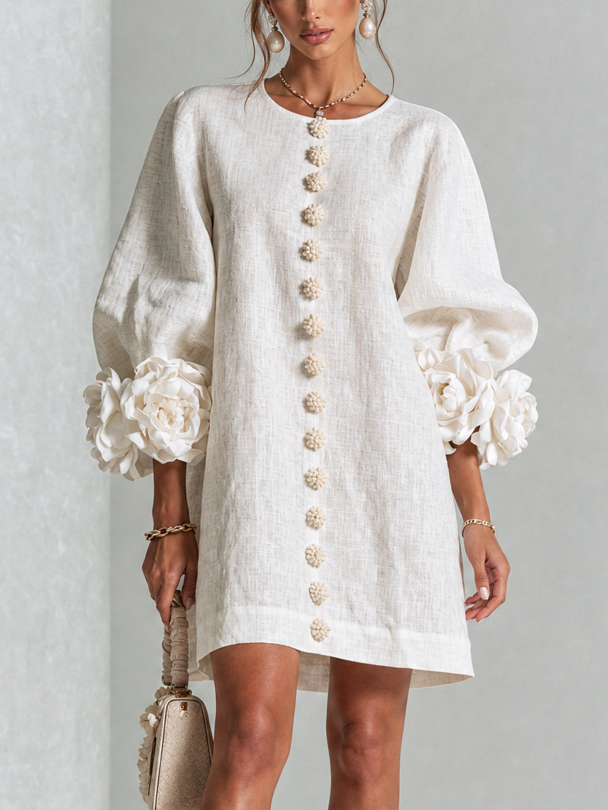 Vestido Elena - midi con botones y puños florales