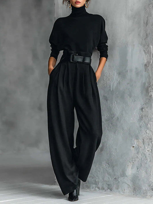 Lisa™ | Conjunto de dos piezas negro con cinturón