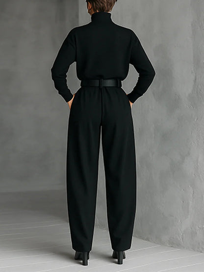 Lisa™ | Conjunto de dos piezas negro con cinturón