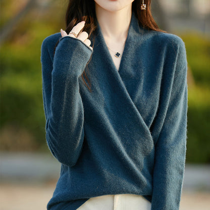 Sofía - Blusa de lana suave con escote cruzado