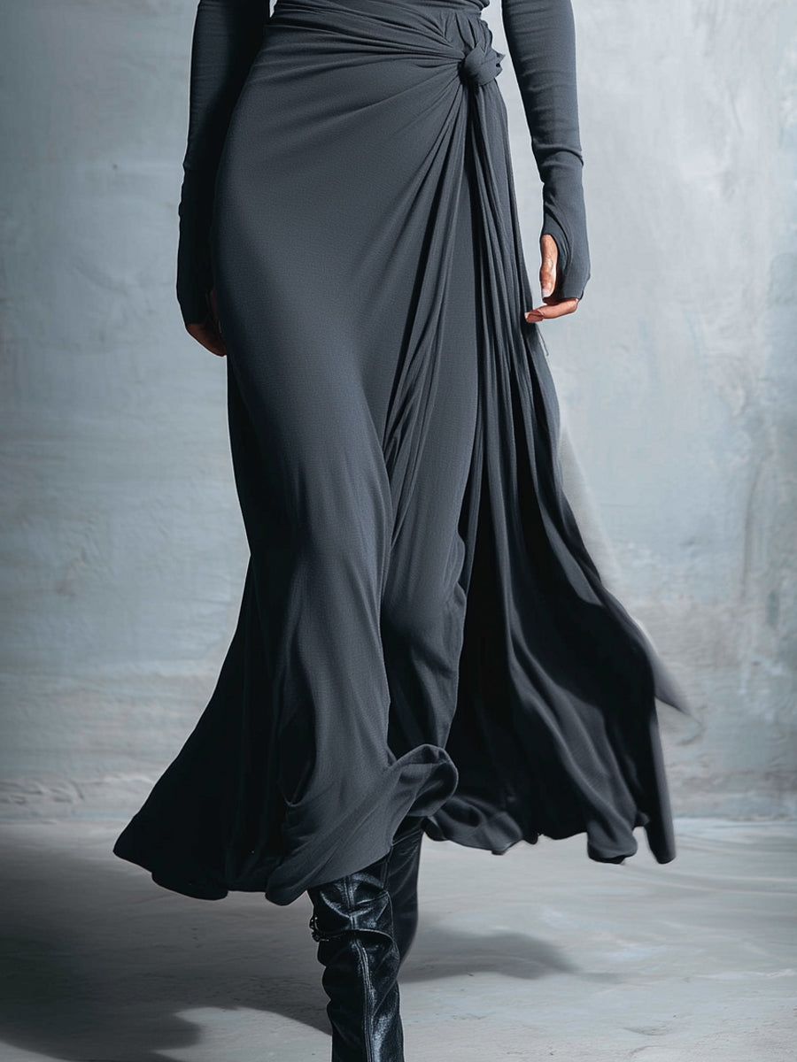 Alba | Vestido largo envolvente con nudo lateral