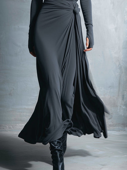 Alba | Vestido largo envolvente con nudo lateral