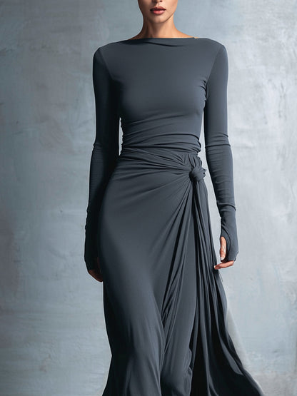 Alba | Vestido largo envolvente con nudo lateral