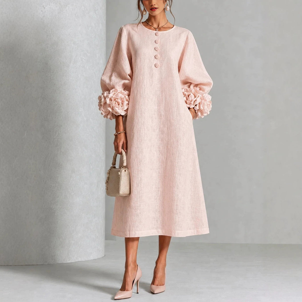 Ivy | Vestido midi con puños florales